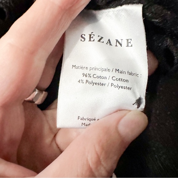 Sezane Louisah Eyelet Lace Short Sleeve High Neck Blouse Black Size 34 US 2 - Picture 5 of 7